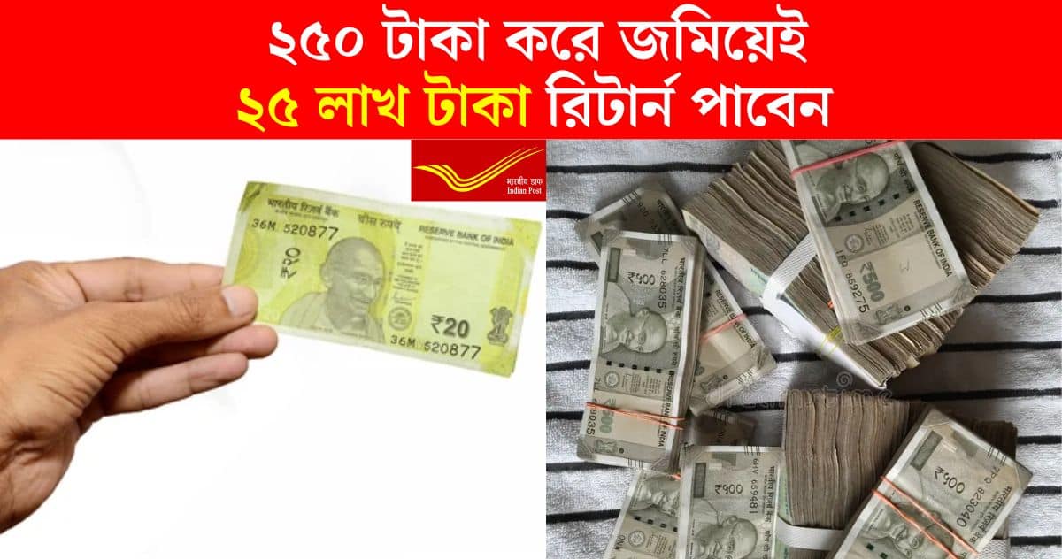 Post Office Public Provident Fund You will get a return of 25 lakh rupees by depositing taka 250 rupees